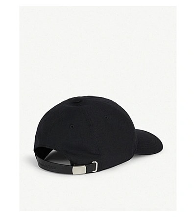 Shop Alexander Mcqueen Monogram-embroidered Cotton Cap In Black Ivory