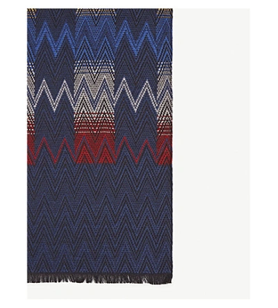 Shop Missoni Zig-zag Weave Wool Scarf In Multi Colour