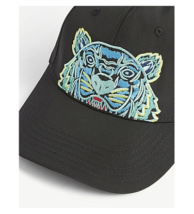 Shop Kenzo Embroidered Tiger Cap In Black