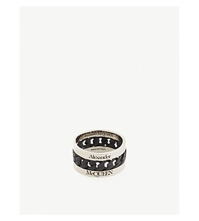 Shop Alexander Mcqueen Chain Link Metal Ring In Silver Black