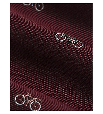 Shop Paul Smith Bicycle Pattern Silk Tie In Burgundy/bordeaux