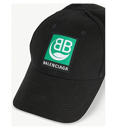Shop Balenciaga Logo-patch Cotton Baseball Cap In Black