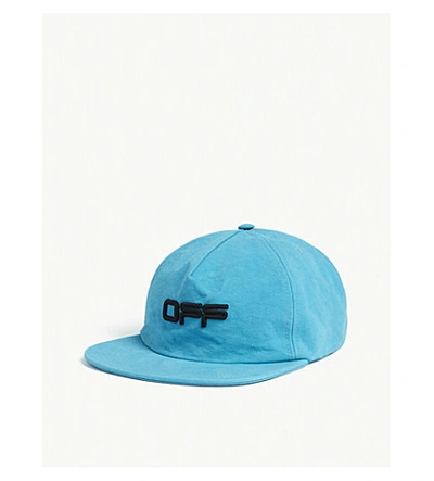 Shop Off-white Logo Cotton Baseball Cap In Petrol+blue+black