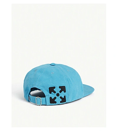 Shop Off-white Logo Cotton Baseball Cap In Petrol+blue+black