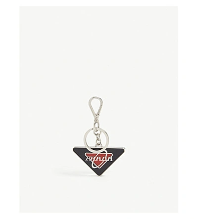 Shop Prada Retro-style Enamel Keyring In Black Red