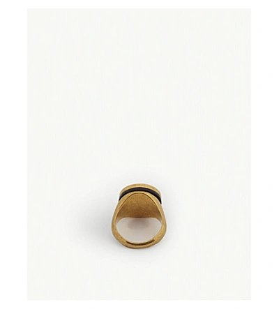 Shop Versace Medusa Round Gold-toned Ring In Black Gold