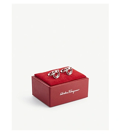 Shop Ferragamo Gancini Logo Cufflinks In Silver