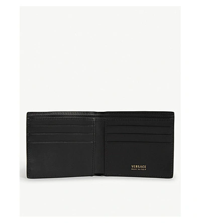Shop Versace Croc-embossed Leather Wallet In Black