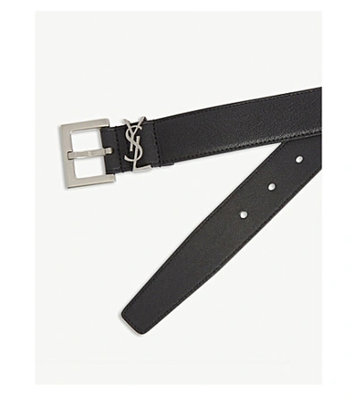 Saint Laurent Cassandre Belt Square Buckle Accessories In Black