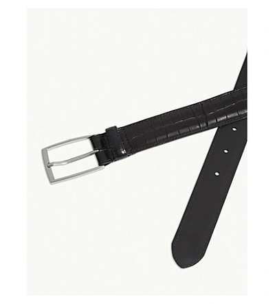 Shop Sandro Croc-embossed Leather Belt In Black