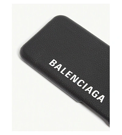Shop Balenciaga Logo Print Leather Iphone X Case In Black+white