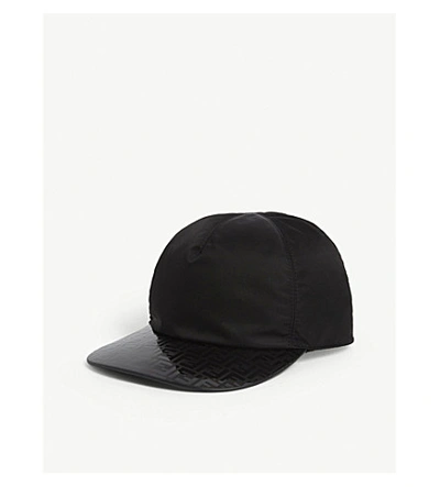 Shop Fendi Ff Nylon Baseball Cap In Black+black