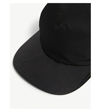 Shop Fendi Ff Nylon Baseball Cap In Black+black