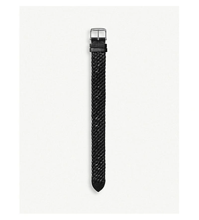Shop Tom Ford Woven Leather Watch Strap In Noir