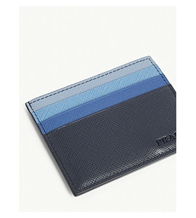 Prada Saffiano Tricolor Wallet, Gray/light Blue/navy, Multi, ModeSens