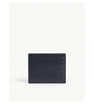 Shop Prada Multi-colour Saffiano Leather Card Holder In Blue