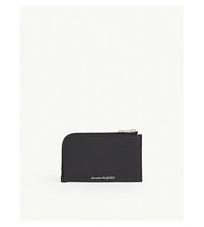 Shop Alexander Mcqueen Logo Leather Zip Wallet In Black