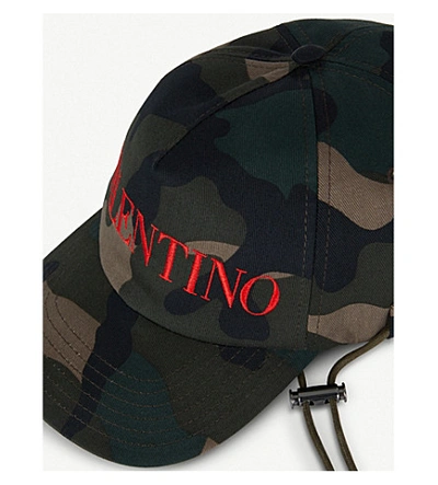 Shop Valentino Embroidered Camouflage Baseball Cap