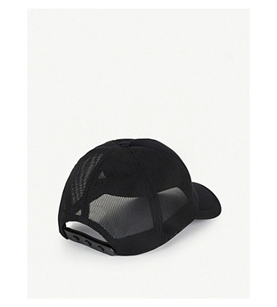 Shop Burberry Logo-print Leather And Mesh Snapback Cap In Black