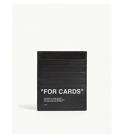 Shop Off-white Logo Leather Card Holder In Silver Black