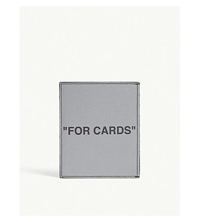 Shop Off-white Logo Leather Card Holder In Silver Black