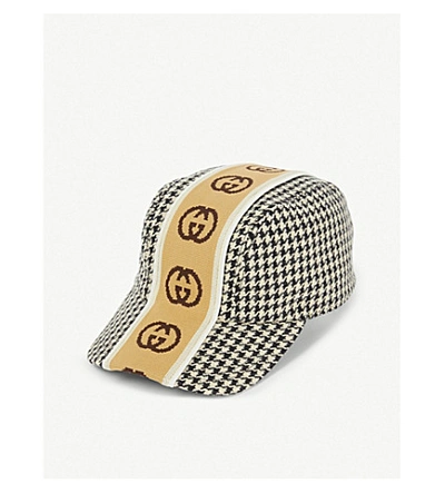 Shop Gucci Houndstooth Wool Baseball Cap In Black White