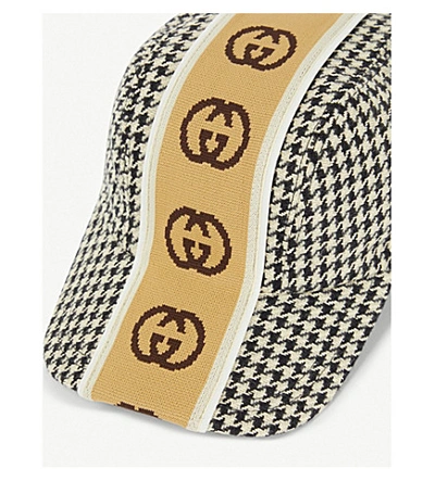 Shop Gucci Houndstooth Wool Baseball Cap In Black White