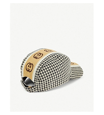 Shop Gucci Houndstooth Wool Baseball Cap In Black White