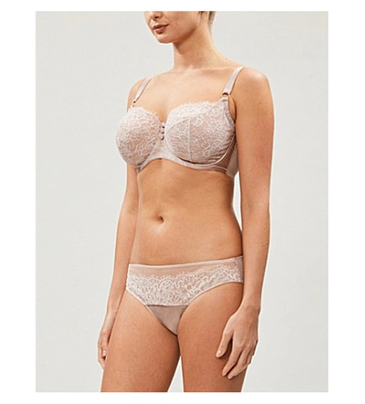 Katherine Hamilton Abbie Lace And Mesh Bra In Vintage Rose