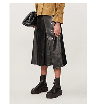 3.1 PHILLIP LIM Wrap-over high-waisted leather midi skirt 