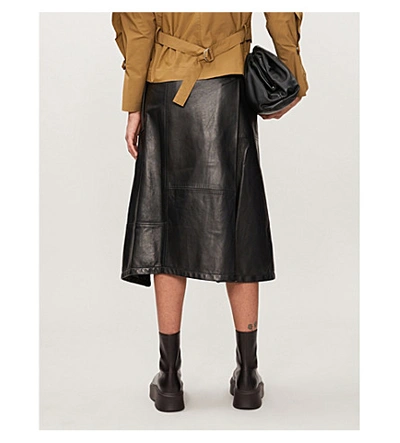 3.1 PHILLIP LIM Wrap-over high-waisted leather midi skirt 