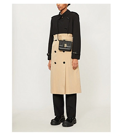 Shop Burberry Deighton Double-breasted Cotton Coat In Black