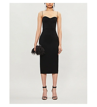 Shop Alex Perry Lee Colour-blocked Crepe Midi Dress In Black