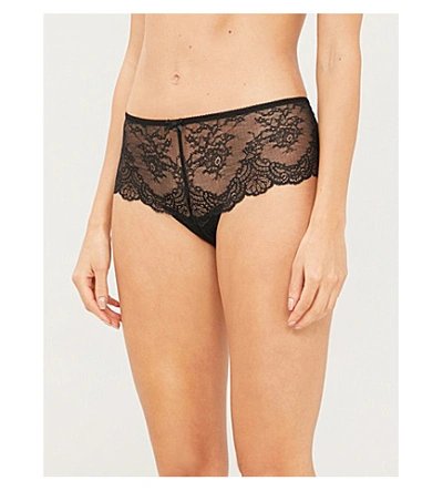 Shop Aubade Women's Black Danse Des Sens Low-rise Floral-lace Briefs