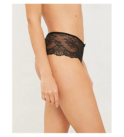 Shop Aubade Women's Black Danse Des Sens Low-rise Floral-lace Briefs