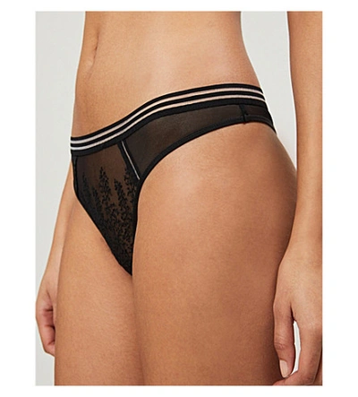 Shop Aubade Jardin Éphémère Tanga Briefs In Black