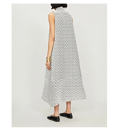 Shop Issey Miyake Graphic-print High-neck Woven Midi Dress In White