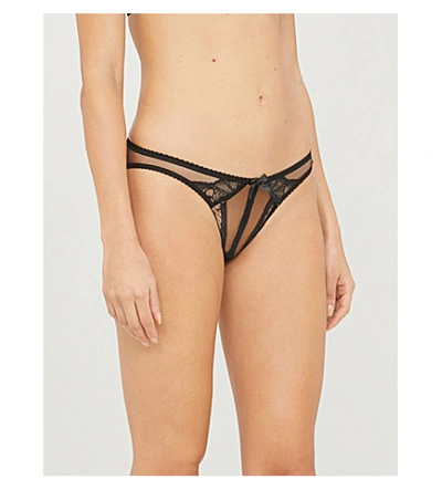 Shop Agent Provocateur Womens Rozlyn Black Rozlyn Mesh And Lace Open Briefs