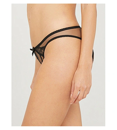 Shop Agent Provocateur Women's Rozlyn Black Rozlyn Mesh And Lace Open Briefs