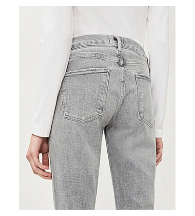 Shop Agolde Toni Straight Faded Mid-rise Jeans In Mirror