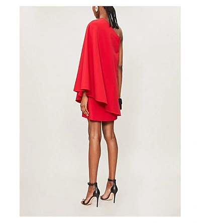Shop Valentino Asymmetric Stretch-wool Mini Dress In Red