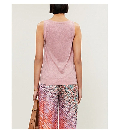 Shop Missoni Sleeveless Metallic-knit Top In Rosa