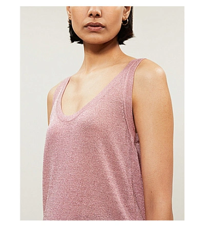Shop Missoni Sleeveless Metallic-knit Top In Rosa
