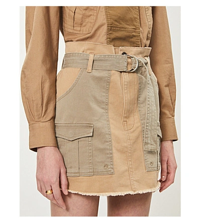 Shop Frame Contrast-panels Recycled Cotton-blend Mini Skirt In Cargo