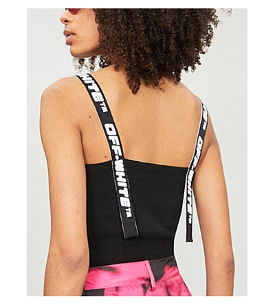 Shop Off-white Industrial Tape-strap Stretch-knit Top In Black