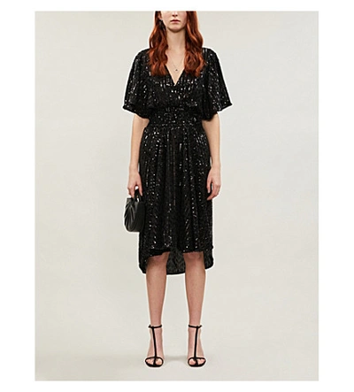 Shop Maje Sequin-embellished Midi Dress In Black