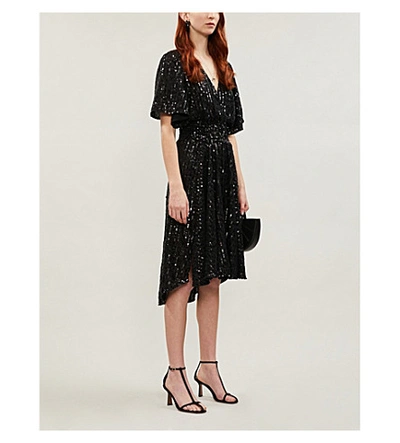 Shop Maje Sequin-embellished Midi Dress In Black
