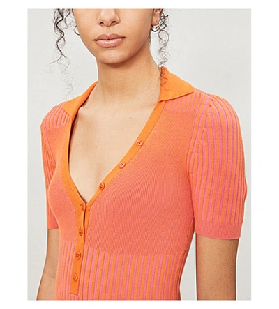 Shop Jacquemus Le Body Yauco Stretch-woven Body In Pink Striped