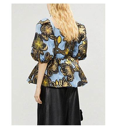 Shop Stine Goya Irene Metallic Floral-jacquard Organza Top In Jasmine Gold