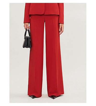 Shop Theory Terena Wide-leg Linen Trousers In Red Oak